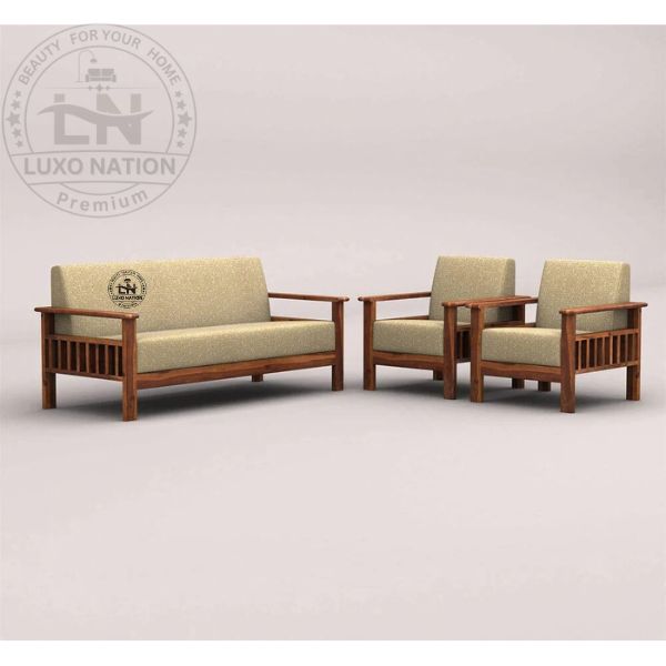 OakElegance Supreme Wooden Sofa Set with Luxurious Seating Look